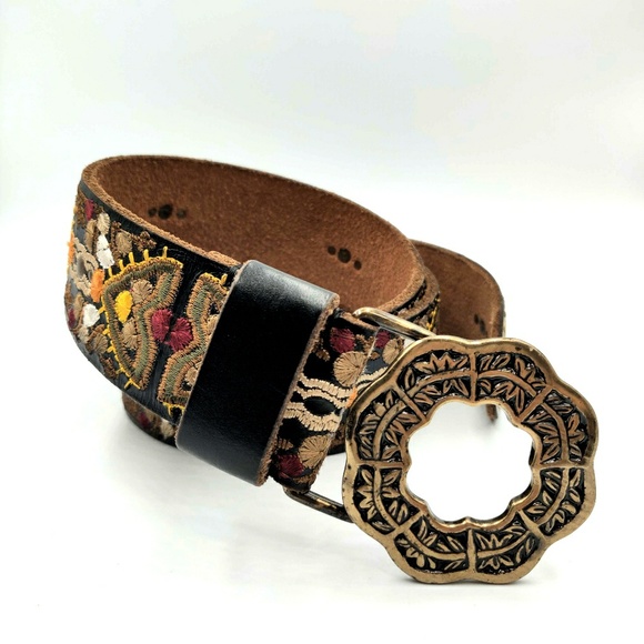 Lucky Brand Mens Chevron Stitched Leather Belt